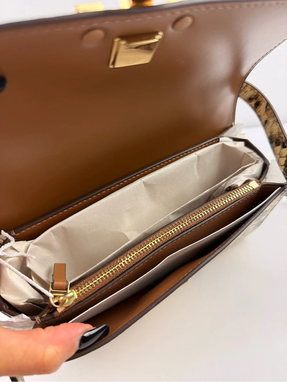 $598 Tory Burch Eleanor Exotic E/W Small Convertible Shoulder Bag